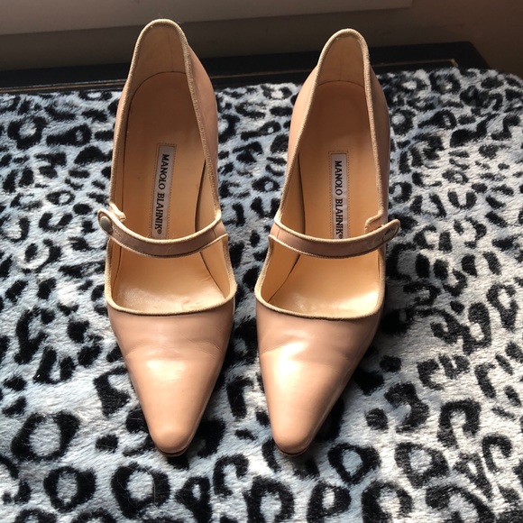 (Sold!)Manolo blahnik maryjane Campari nude 37 6.5 - Picture 1 of 10